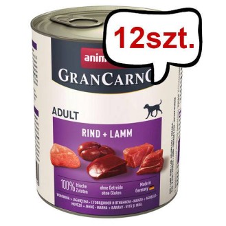 Animonda GranCarno Adult wołowina z jagnięciną Mokra Karma dla psa op. 800g Pakiet 12szt.