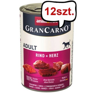 Animonda GranCarno Adult wołowina z sercami Mokra Karma dla psa op. 400g Pakiet 12szt.