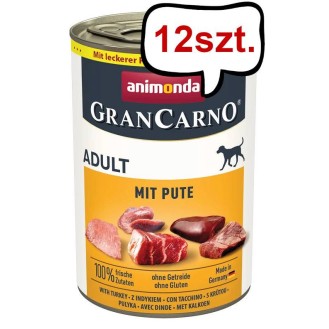 Animonda GranCarno Adult wieprzowina z indykiem Mokra Karma dla psa op. 400g Pakiet 12szt.