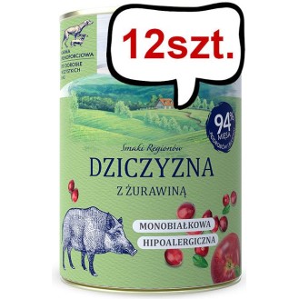 Baltica Smaki Regionów Adult Dziczyzna z żurawiną Mokra Karma dla psa op. 400g Pakiet 12szt.