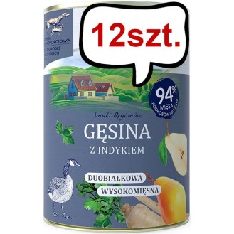 Baltica Smaki Regionów Adult Gęsina z Indykiem Mokra Karma dla psa op. 400g Pakiet 12szt.