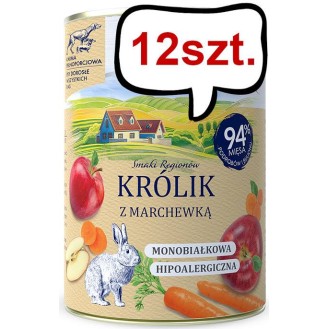 Baltica Smaki Regionów Adult Królik z marchewką Mokra Karma dla psa op. 400g Pakiet 12szt.