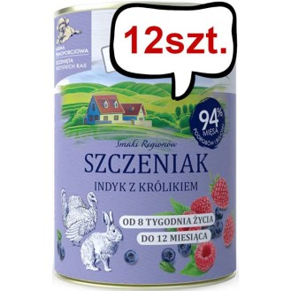 Baltica Smaki Regionów Puppy Indyk z Królikiem Mokra Karma dla szczeniaka op. 400g Pakiet 12szt.