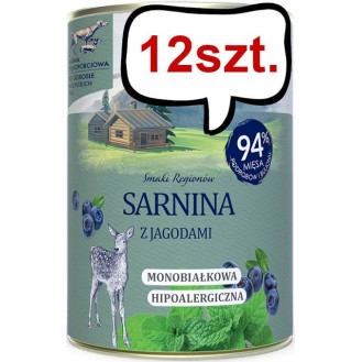 Baltica Smaki Regionów Adult Sarnina z Jagodami Mokra Karma dla psa op. 400g Pakiet 12szt.