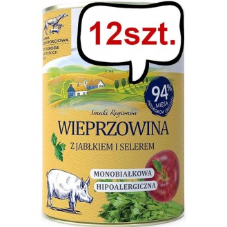 Baltica Smaki Regionów Adult Wieprzowina z Jabłkiem Mokra Karma dla psa op. 400g Pakiet 12szt.