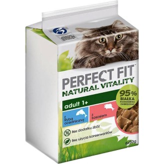 Perfect Fit Natural Vitality Adult 1+ ryba oceaniczna i łosoś w sosie Mokra Karma dla kota op. 6x50g