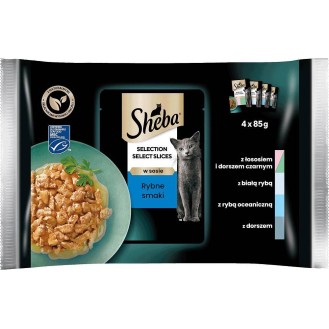 Sheba Selection in Sauce Kolekcja Smaków Rybnych w sosie Mokra Karma dla kota op. 4x85g