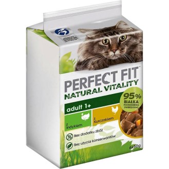 Perfect Fit Natural Vitality Adult 1+ kurczak i indyk w sosie Mokra Karma dla kota op. 6x50g