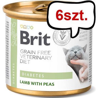 Brit Veterinary Diet Diabetes Lamb&Pea Mokra Karma dla kota op. 200g Pakiet 6szt.