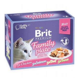 Brit Premium Adult Family Plate Fillets in jelly Mokra Karma dla kota op. 12x85g