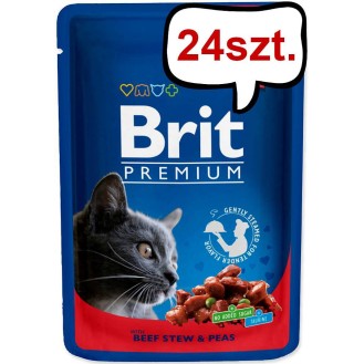 Brit Premium Adult wołowina z groszkiem w sosie Mokra Karma dla kota op. 100g Pakiet 24szt.