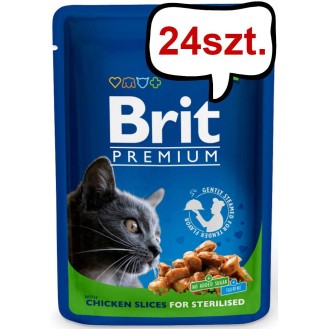 Brit Premium Sterilised Chicken Chunks Mokra Karma dla kota op. 100g PAKIET 24szt.