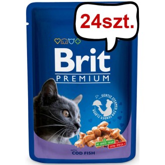 Brit Premium Adult dorsz (Cod Fish) w sosie Mokra Karma dla kota op. 100g Pakiet 24szt.