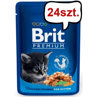 Brit Premium Kitten Chicken Chunks Mokra Karma dla kociąt op. 100g Pakiet 24szt.