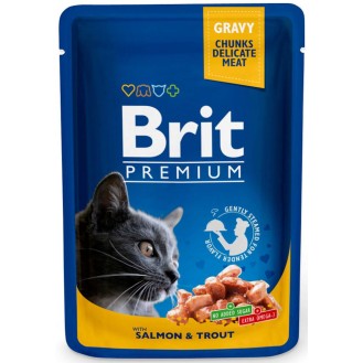 Brit Premium Adult łosoś i pstrąg w sosie Mokra Karma dla kota op. 100g