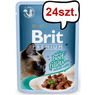 Brit Premium Adult Beef Fillets GRAVY Mokra Karma dla kota op. 85g PAKIET 24szt.