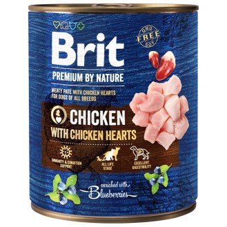 Brit Premium by Nature Chicken with Chicken Hearts Mokra Karma dla psa op. 800g