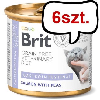 Brit Veterinary Diet Gastrointestinal Salmon&Pea Mokra Karma dla kota op. 200g Pakiet 6szt.