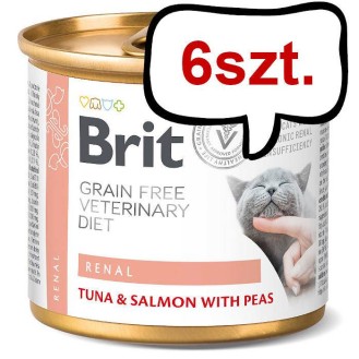 Brit Veterinary Diet Renal Tuna&Salmon&Pea Mokra Karma dla kota op. 200g Pakiet 6szt.
