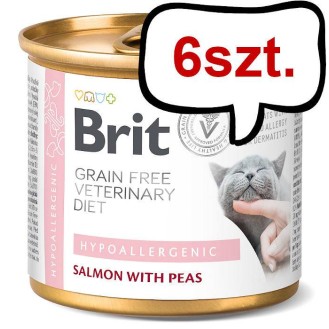 Brit Veterinary Diet Hypoallergenic Salmon&Pea Mokra Karma dla kota op. 200g Pakiet 6szt.