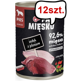 Pan Mięsko Indyk z jeleniem Mokra Karma dla psa op. 400g Pakiet 12szt.