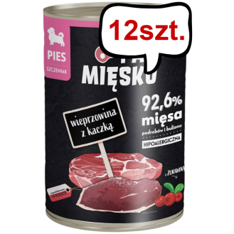 Pan Mięsko Wieprzowina z kaczką Mokra Karma dla szczeniaka op. 400g Pakiet 12szt.