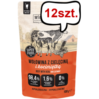 Wiejska Zagroda Wołowina z cielęciną i kocimiętką Mokra Karma dla kota op. 100g Pakiet 12szt.