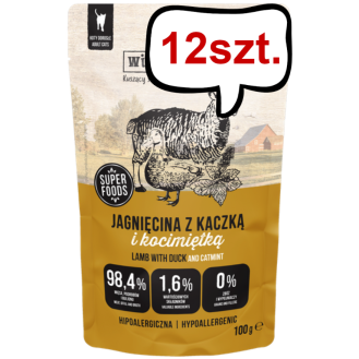 Wiejska Zagroda Jagnięcina z kaczką i kocimiętką Mokra Karma dla kota op. 100g Pakiet 12szt.