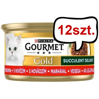 Gourmet Gold Adult Succulent Delights Wołowina w sosie Mokra Karma dla kota op. 85g Pakiet 12szt.