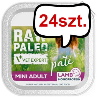 VetExpert Raw Paleo Pate Adult Mini Jagnięcina Mokra Karma dla psa op. 150g Pakiet 24szt.