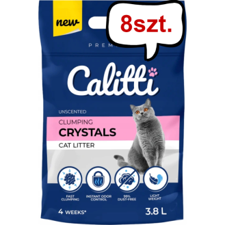 Calitti Clumping Crystal Żwirek silikonowy, bezzapachowy dla kota poj. 3,8l Pakiet 8 szt.