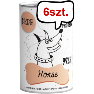 Paka Zwierzaka Pepe Konina Mokra karma dla psa op. 400g Pakiet 6szt.+ Zabawka Kurczak GRATIS
