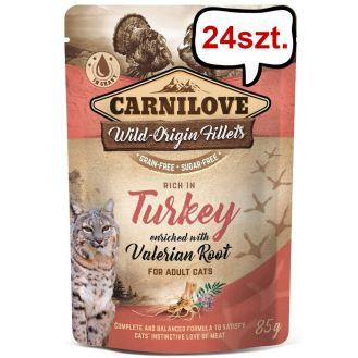 Carnilove Adult Turkey&Valerian Root Mokra Karma dla kota op. 85g Pakiet 24szt.