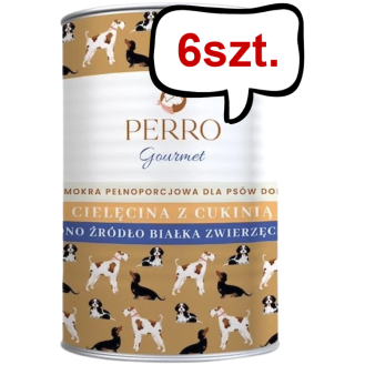 Perro Gourmet Adult Cielęcina z cukinią Mokra Karma dla psa op. 400g Pakiet 6szt.