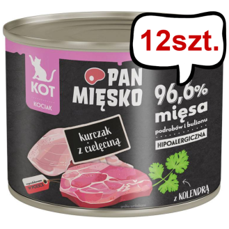 Pan Mięsko Kitten Kurczak z cielęciną Mokra Karma dla kociąt op. 200g Pakiet 12szt.