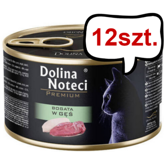Dolina Noteci Premium Bogata w Gęsinę Mokra Karma dla kota op. 185g Pakiet 12szt.