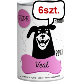 Paka Zwierzaka Pepe Cielęcina Mokra karma dla psa op. 400g Pakiet 6szt.+ Zabawka Kurczak GRATIS