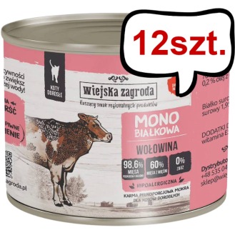 Wiejska Zagroda Adult Monobiałkowa Wołowina Mokra Karma dla kota op. 200g Pakiet 12szt.