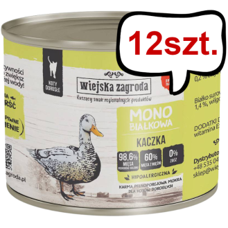 Wiejska Zagroda Adult Monobiałkowa Kaczka Mokra Karma dla kota op. 200g Pakiet 12szt.
