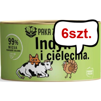 Paka Zwierzaka Indyk z Cielęciną Mokra karma dla kota op. 200g Pakiet 6szt.