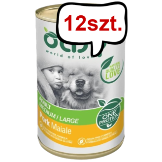 Oasy One Protein Adult Medium/Large Pork mokra karma dla psa op. 400g Pakiet 12szt.