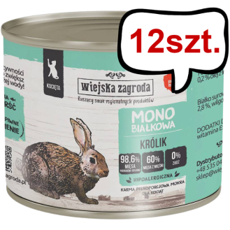 Wiejska Zagroda Kitten Monobiałkowa Królik Mokra Karma dla kociąt op. 200g Pakiet 12szt.