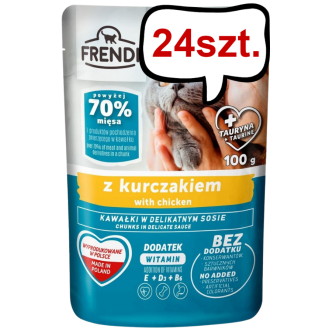 Frendi Kawałki z Kurczakiem w Delikatnym Sosie Mokra Karma dla kota op. 100g Pakiet 24szt.