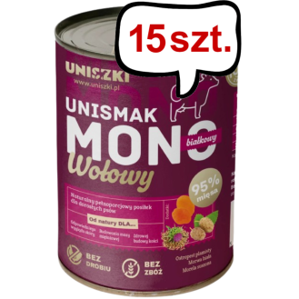 Uniszki Unismak Adult Mono Wołowina Mokra Karma dla psa op. 400g Pakiet 15szt.