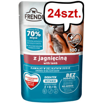 Frendi Kawałki z Jagnięciną w Delikatnym Sosie Mokra Karma dla kota op. 100g Pakiet 24szt.