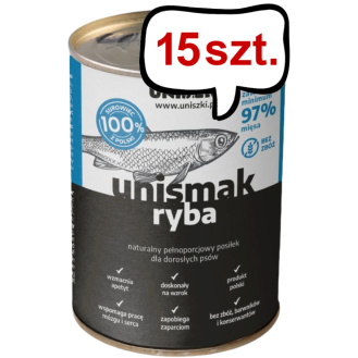 Uniszki Unismak Adult Ryba Mokra Karma dla psa op. 410g Pakiet 15szt.