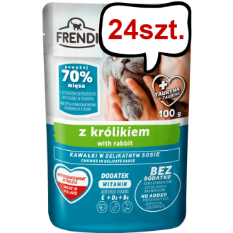 Frendi Kawałki z Królikiem w Delikatnym Sosie Mokra Karma dla kota op. 100g Pakiet 24szt.