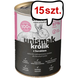 Uniszki Unismak Adult Królik Mokra Karma dla psa op. 400g Pakiet 15szt.
