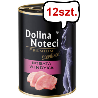 Dolina Noteci Premium Sterilised Bogata w Indyka Mokra Karma dla kota op. 400g Pakiet 12szt.