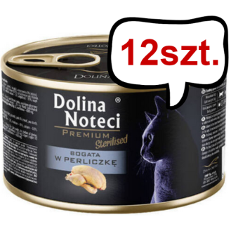 Dolina Noteci Premium Sterilised Bogata w Perliczkę Mokra Karma dla kota op. 185g Pakiet 12szt.